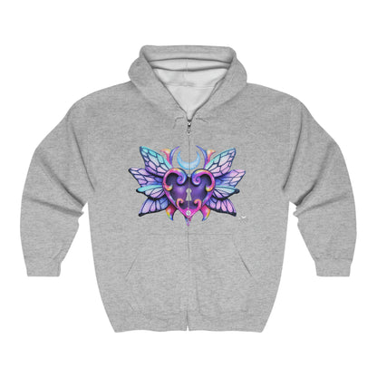 Butterfly Heart Lock Zip Up Sweatshirt