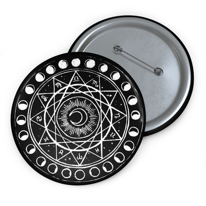 Zodiac Moon Phase Button Pin