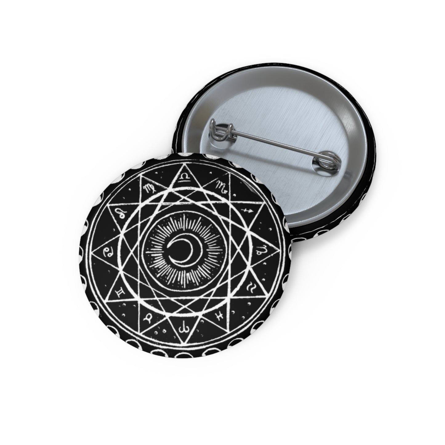 Zodiac Moon Phase Button Pin