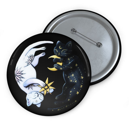 Yin Yang Cats Button Pin