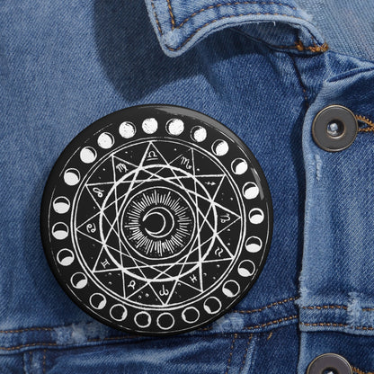 Zodiac Moon Phase Button Pin