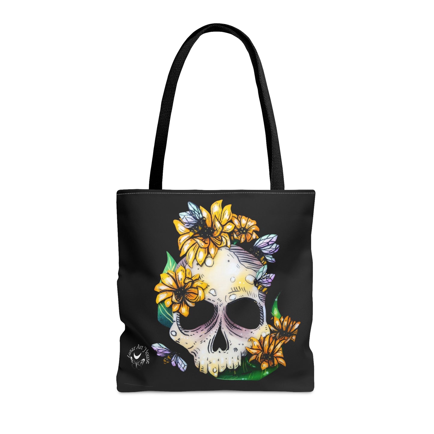 Sunflower Skull Tote Bag