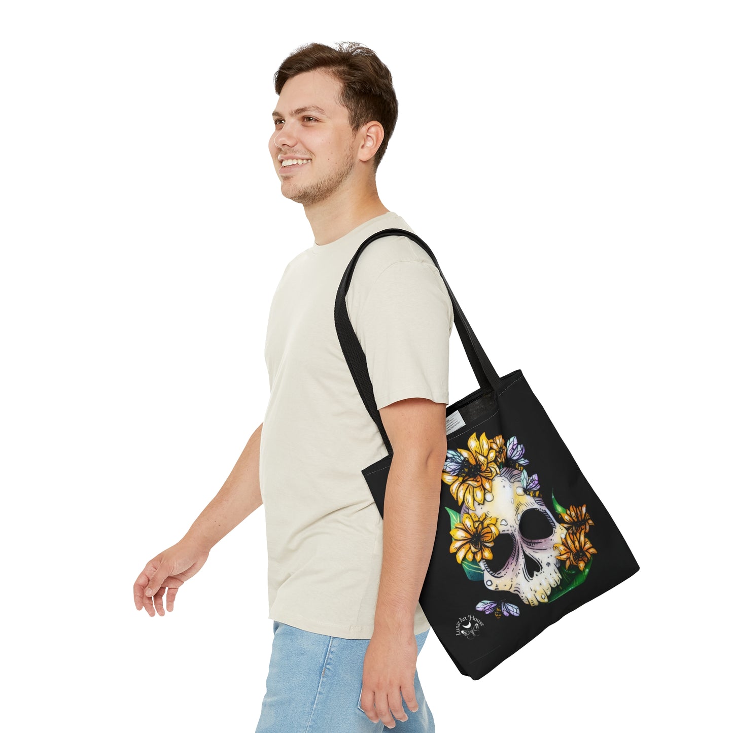Sunflower Skull Tote Bag