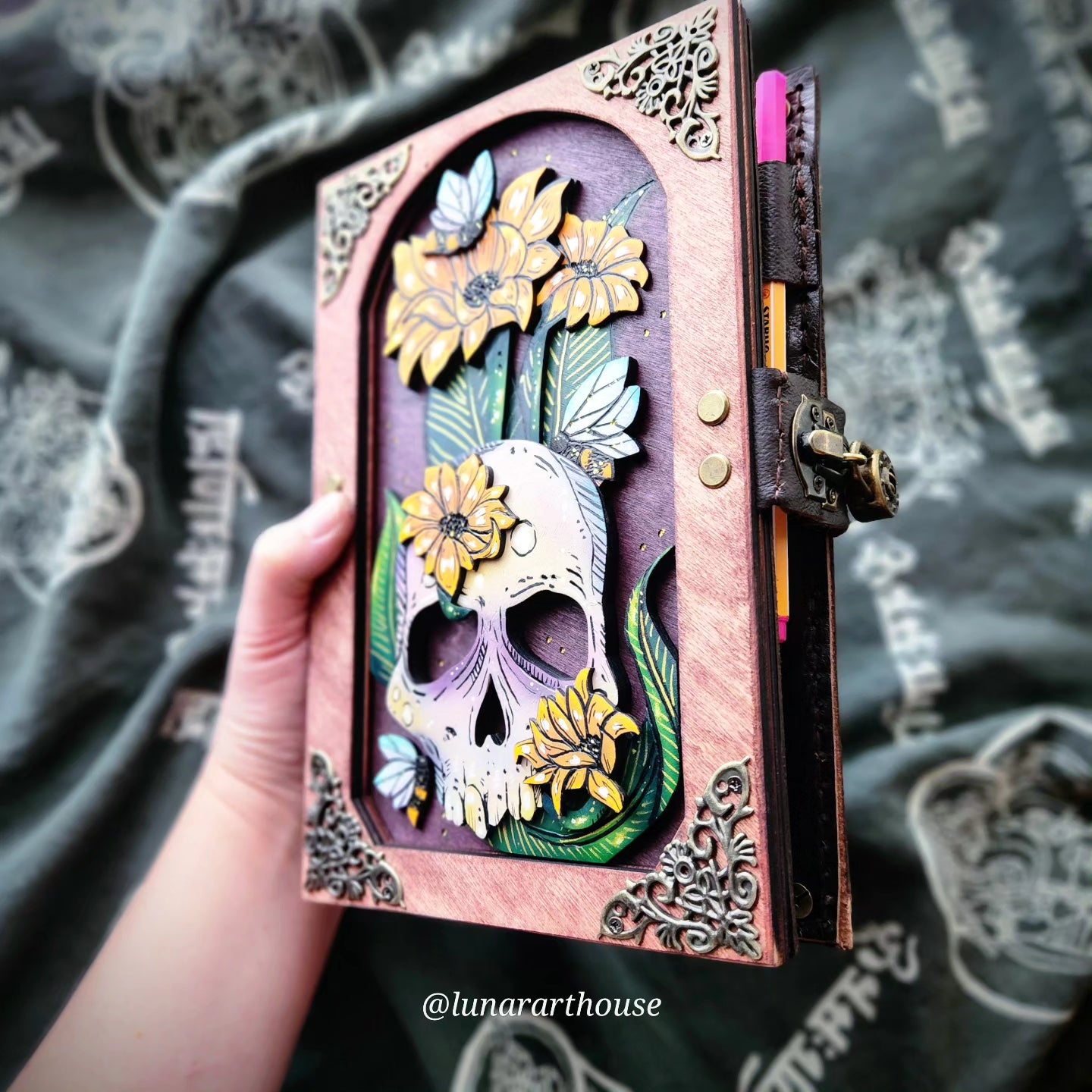 Sunflower Skull Hidden Key Journal Made to Order