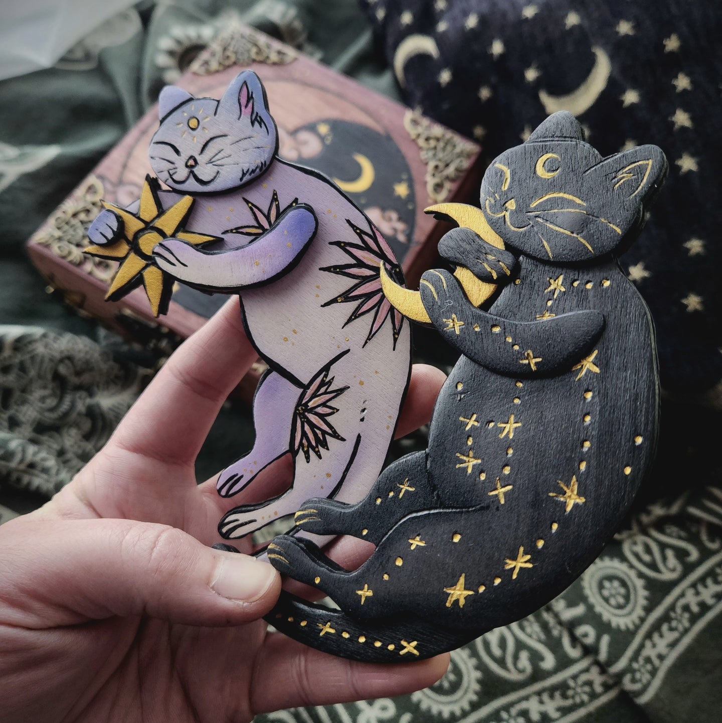 Yin Yang Cats Hidden Key Box