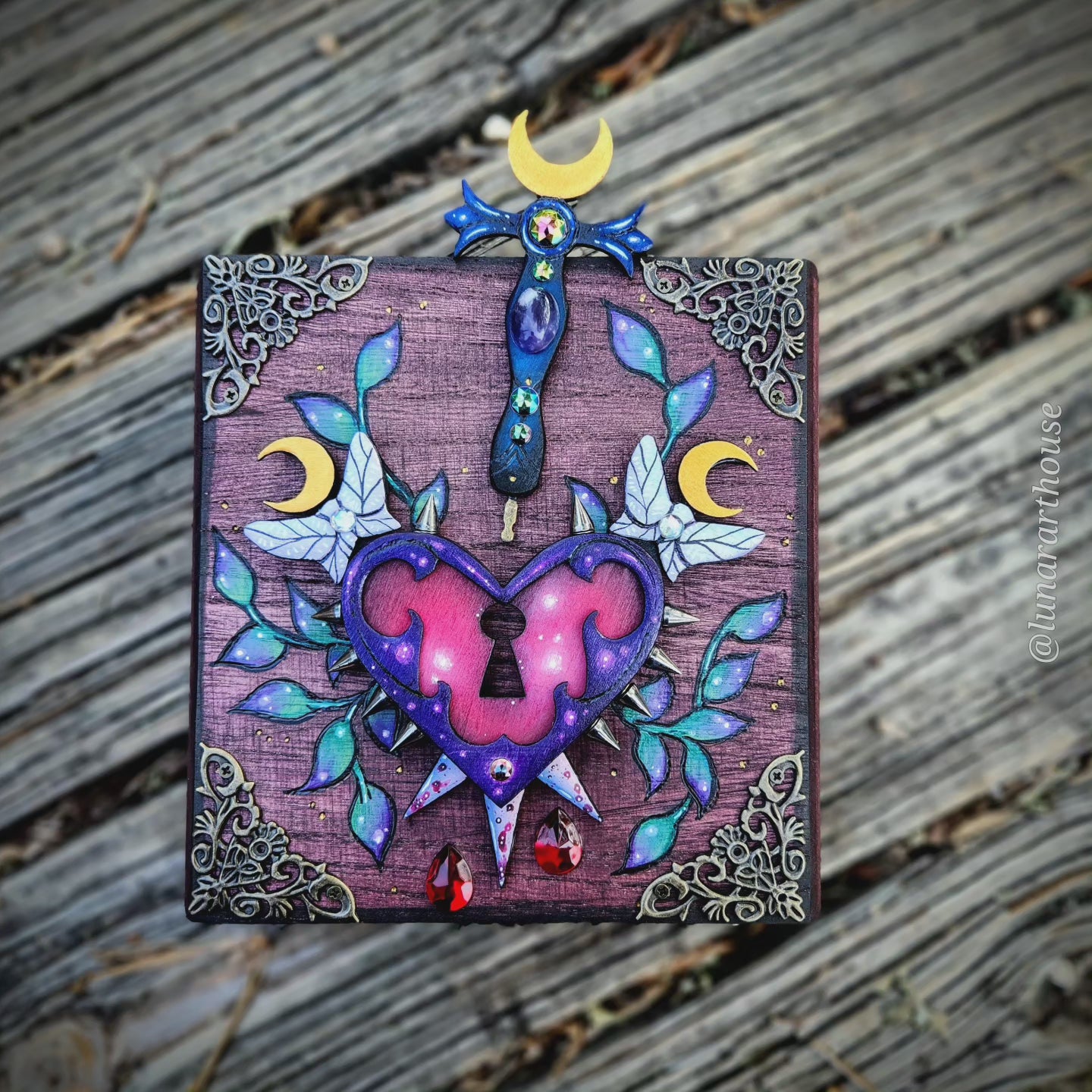 Spikey Heart and Swords Hidden Key Box