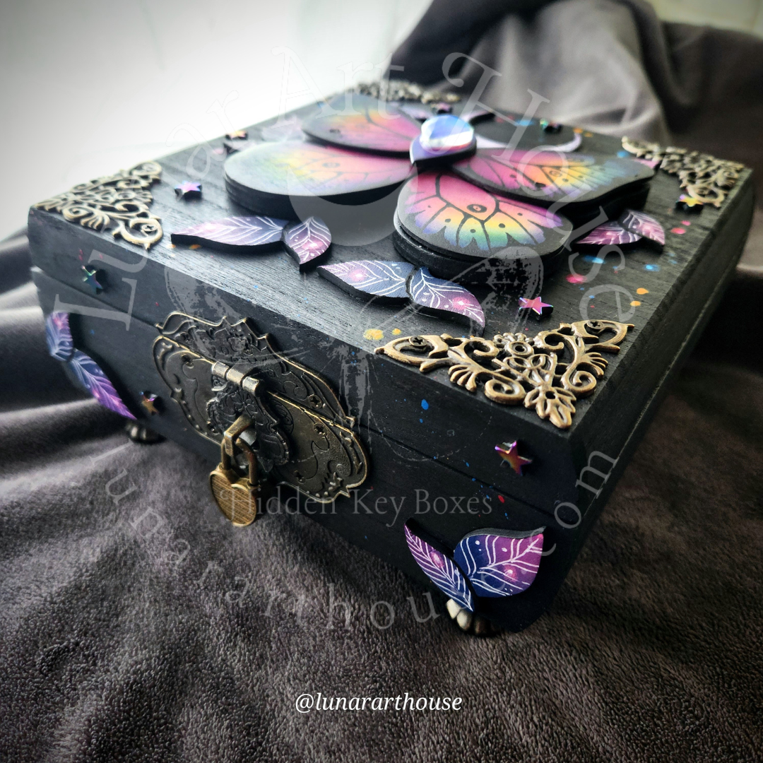 Rainbow Butterfly Hidden Key Box