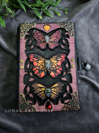 3 Orange Butterflies Hidden Key Journal
