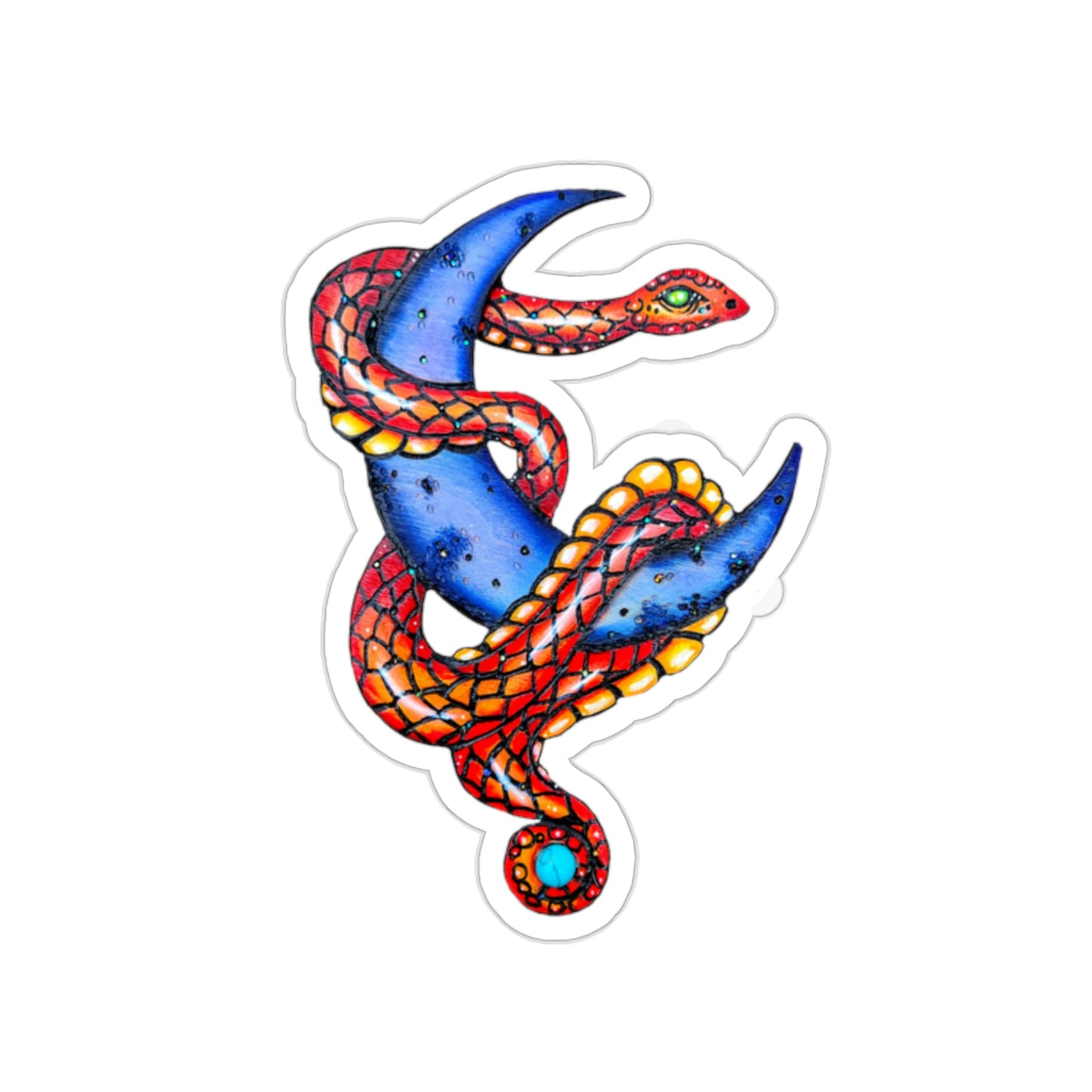 Orange Snake and Moon Sticker