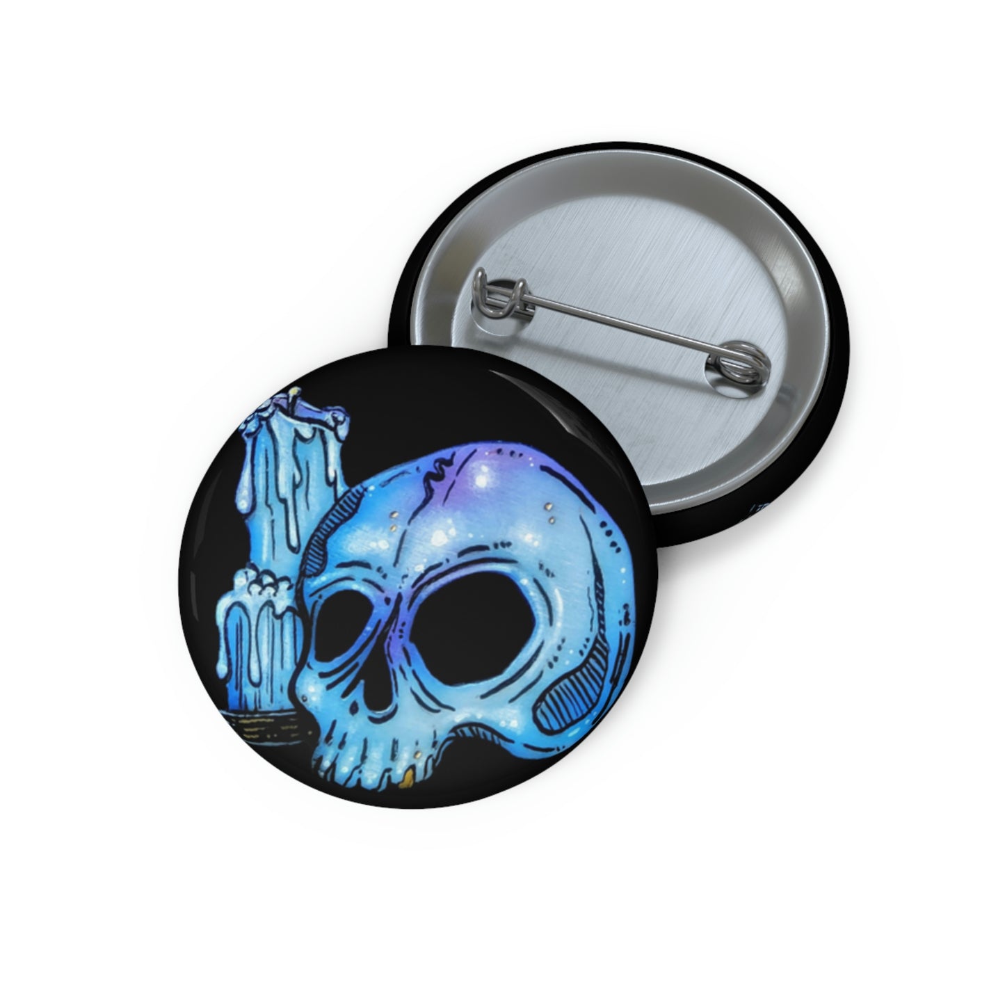 Skull & Candle Button Pin