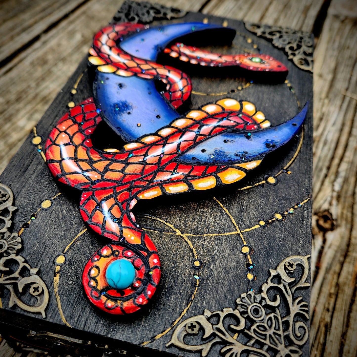 Orange Snake and Moon Hidden Key Box