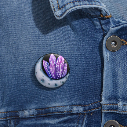 Crystal Moon Button Pin