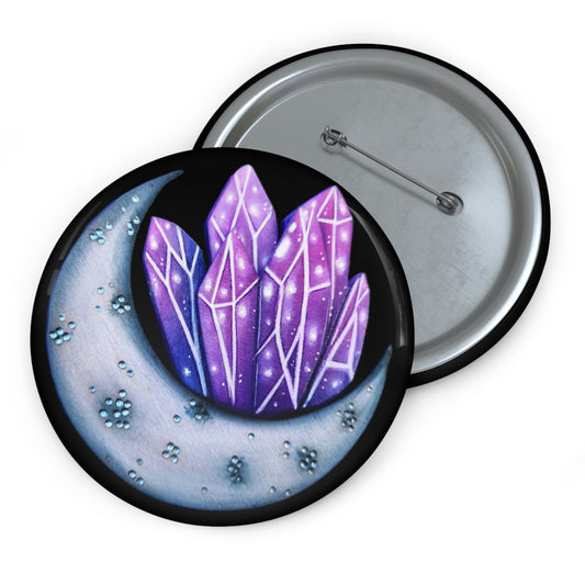 Crystal Moon Button Pin