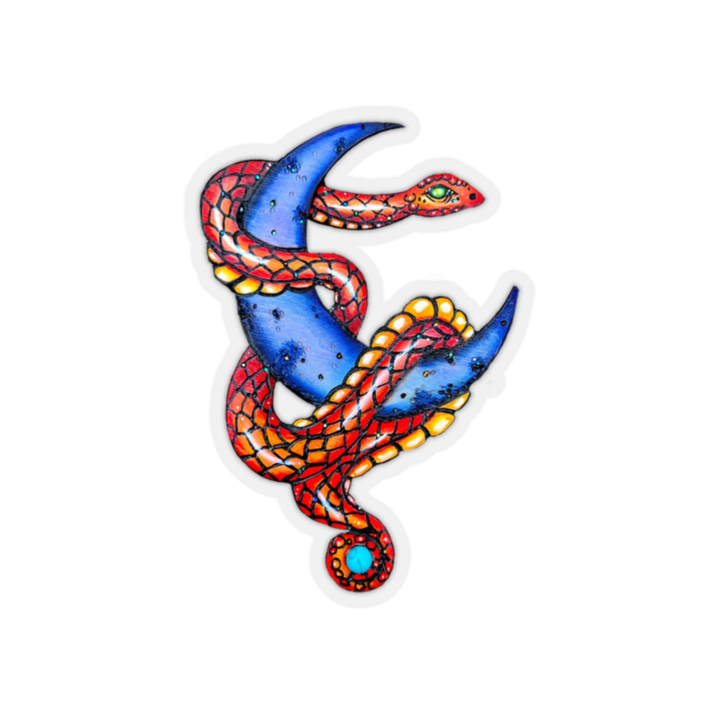 Orange Snake and Moon Sticker