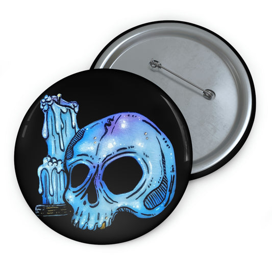 Skull & Candle Button Pin