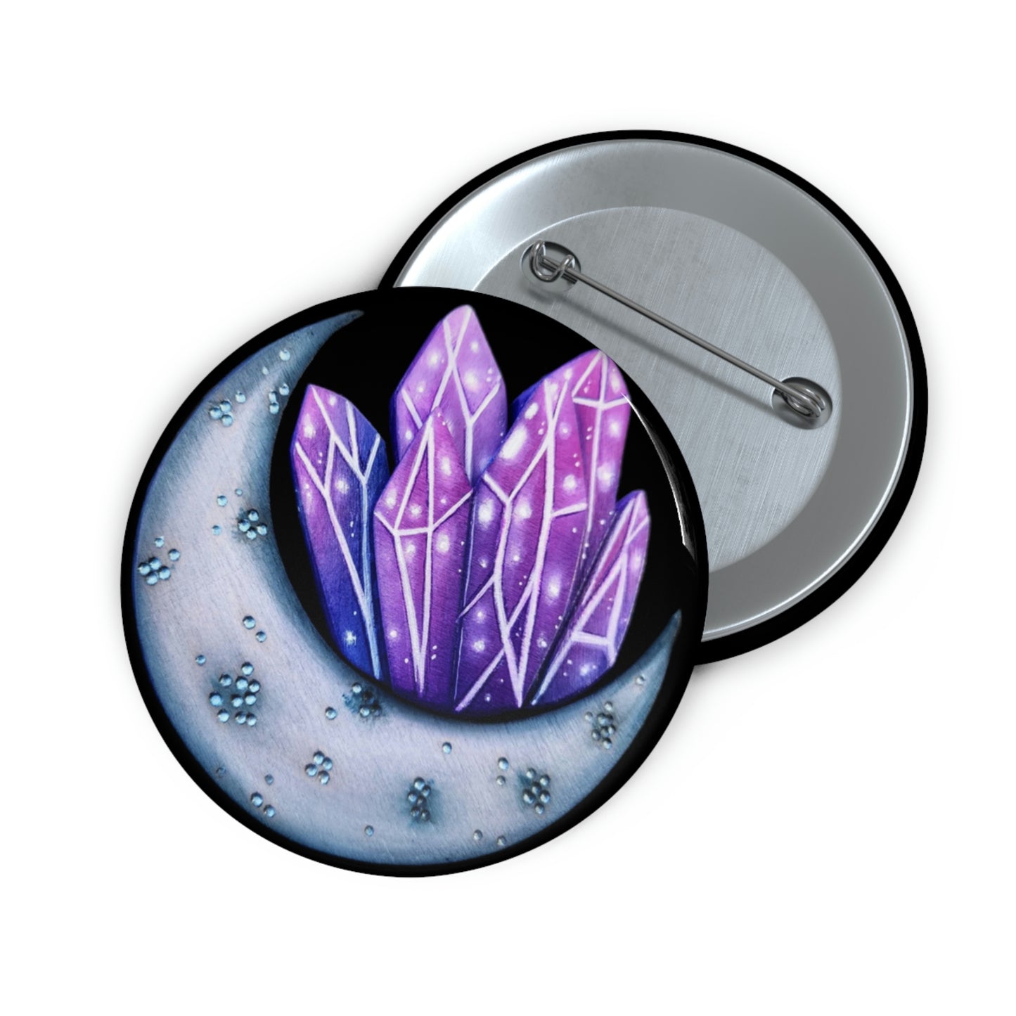 Crystal Moon Button Pin