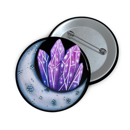 Crystal Moon Button Pin