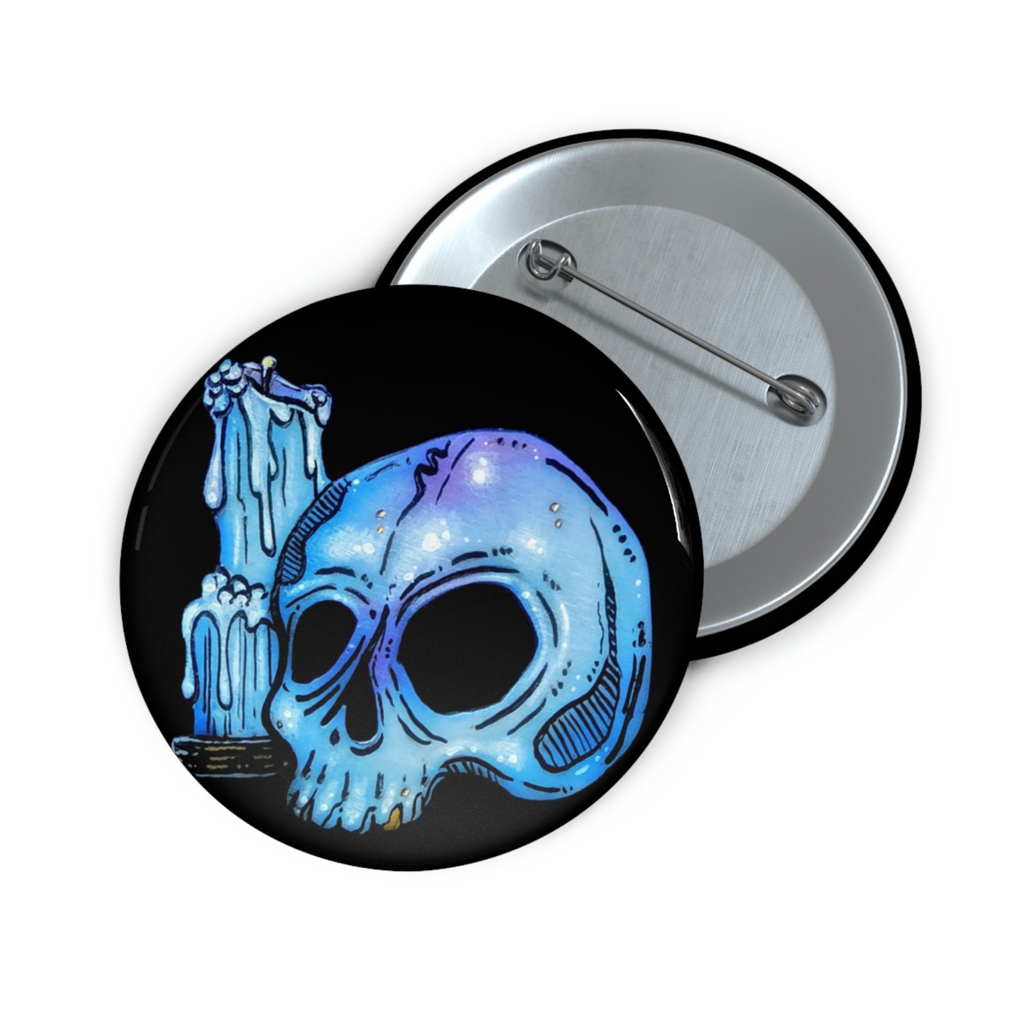 Skull & Candle Button Pin
